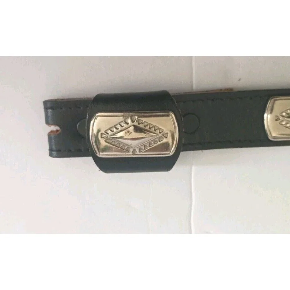 Vintage  Leather Concho Belt NO BUCKLE Black Silver Western Distressed Cowgirl